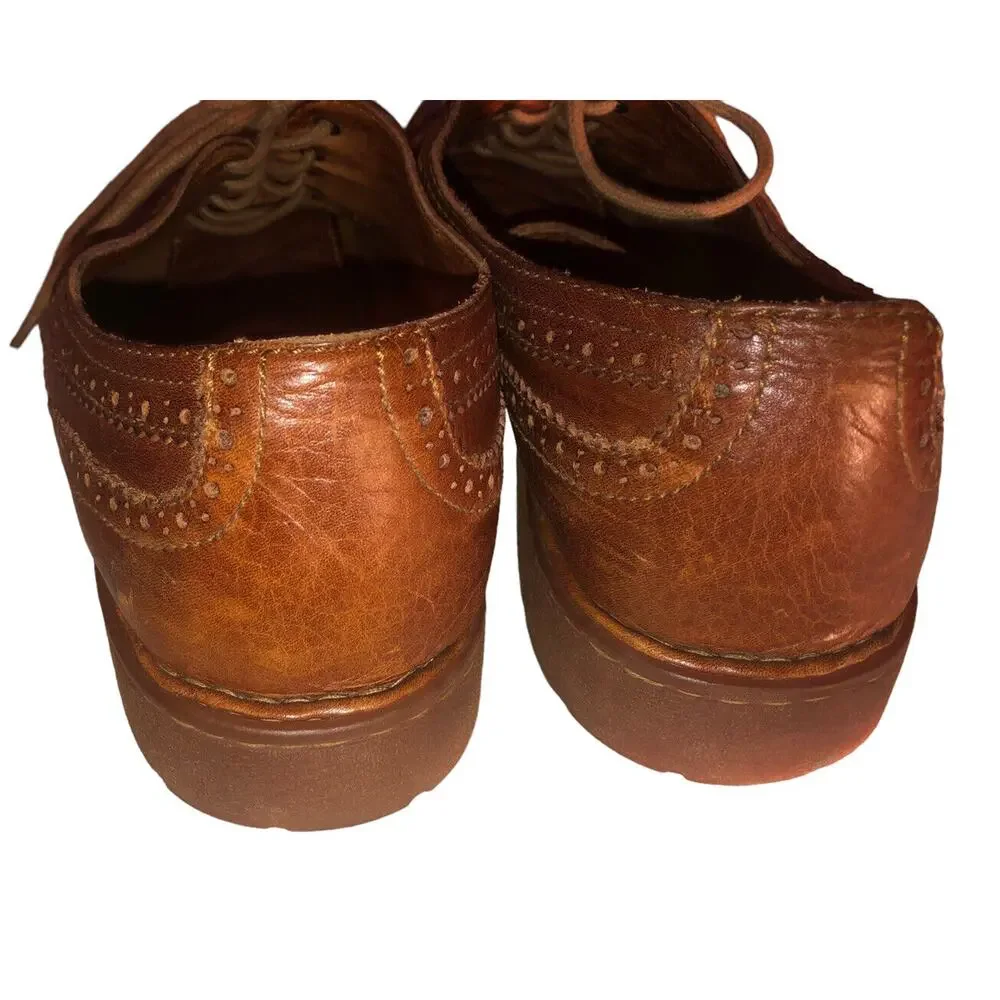 Born Mens Brown Pebbled Leather Wingtip Oxford Brogue Dress Shoes H48516 Size 13